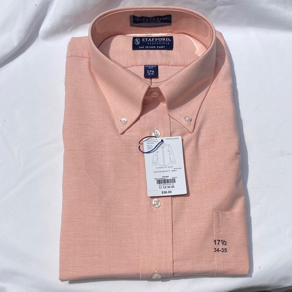 Stafford Other - Stafford Men's Orange Classic Fit Dress Shirt 17 1/2 34-35 NWT